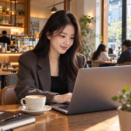 A founder working from a café
